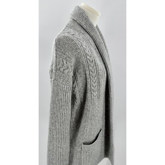 Abercrombie Fitch Gray Cableknit Open Cardigan Sweater Coatigan Cabincore Cozy - Picture 4 of 11